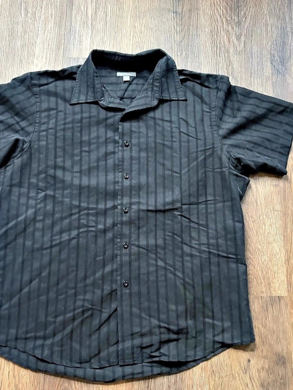 apt.9 Black Striped Short Sleeve Button Up Polo Shirt Size Large
